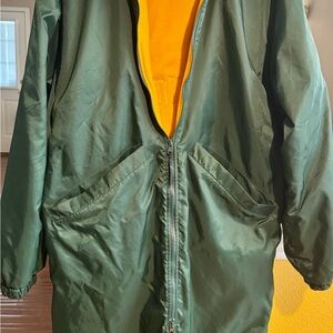 Vintage Boathouse Swim Parka Jacket Vermont Swimming Green Gold Fleece